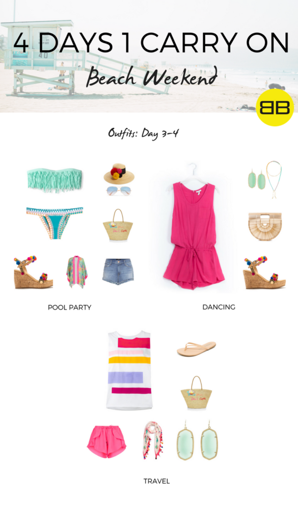4 Days, 1 Carry On: How to Pack for a Beach Weekend | Outfit Ideas, Day 3-4: 4 beach weekend outfits for pool party, dancing and travel home