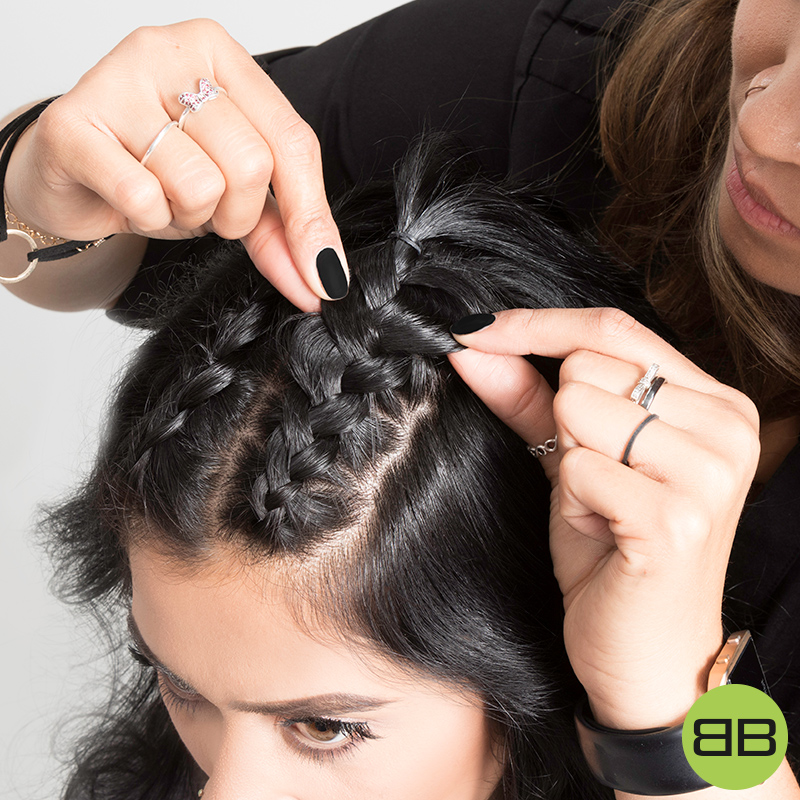 #BubblesBesties Air Dry Hair Styles | Double Dutch Braid, Step 4: Heather puffs out Saba's braids with fingers