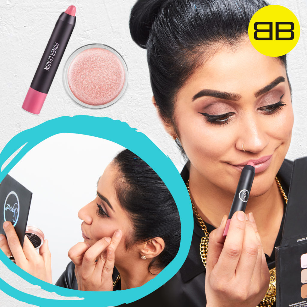 Party Perfect with Sigma Beauty | Image of Saba applying highlighter to brow bone and natural lip