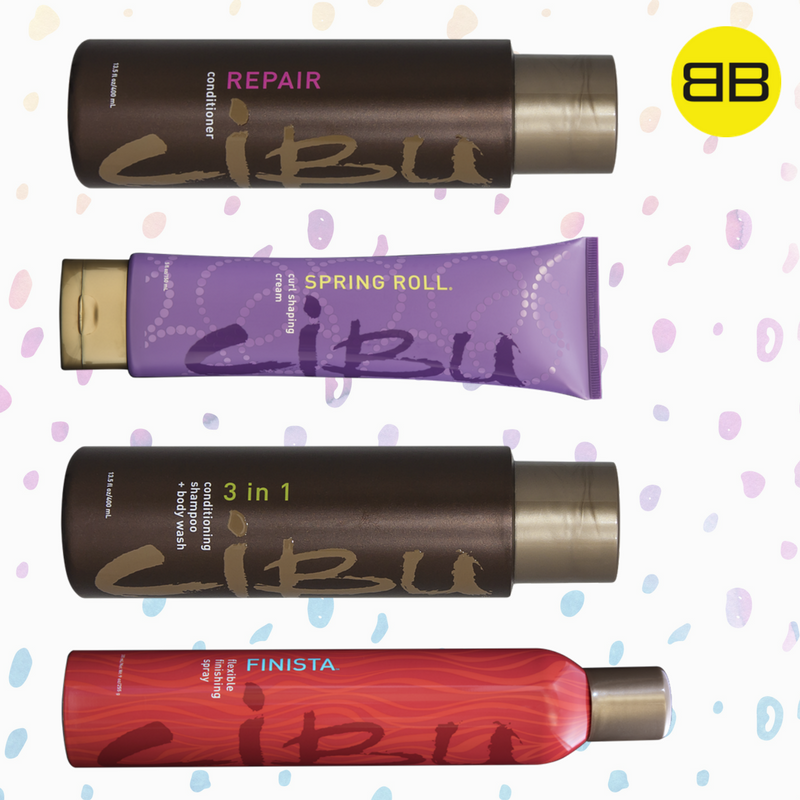 Cibu Hair Products Solve Top Hair Concerns | Image of 4 Cibu products that smell great: Finista, Spring Roll, 3 in 1, Repair