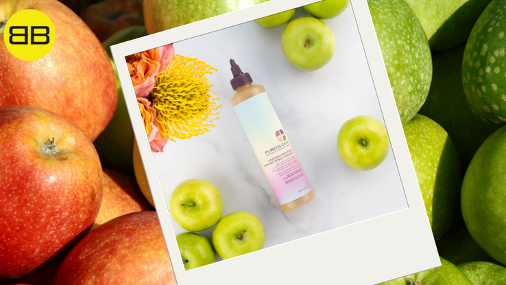 Picture of Pureology Vinegar Hair Rinse and apples, dandruff remedy